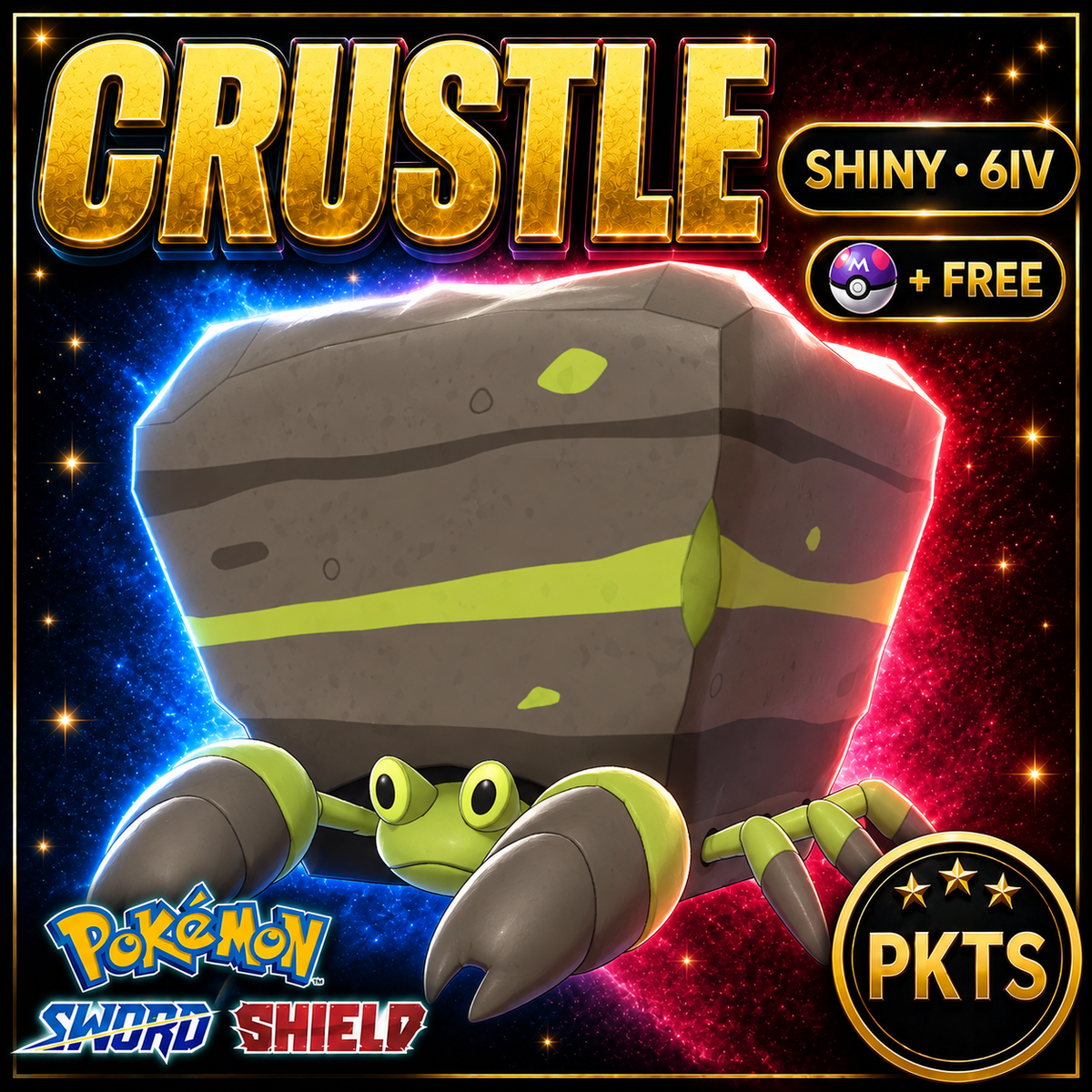 Shiny Crustle Pokémon Sword Shield 6IV PKTS Image 1