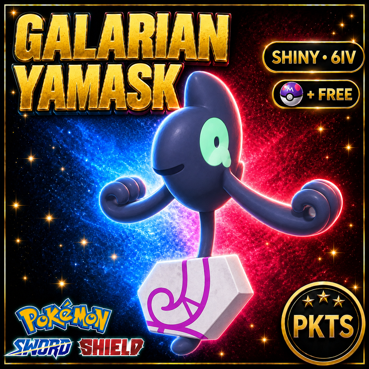 Shiny Galarian Yamask Pokémon Sword Shield 6IV PKTS Image 1