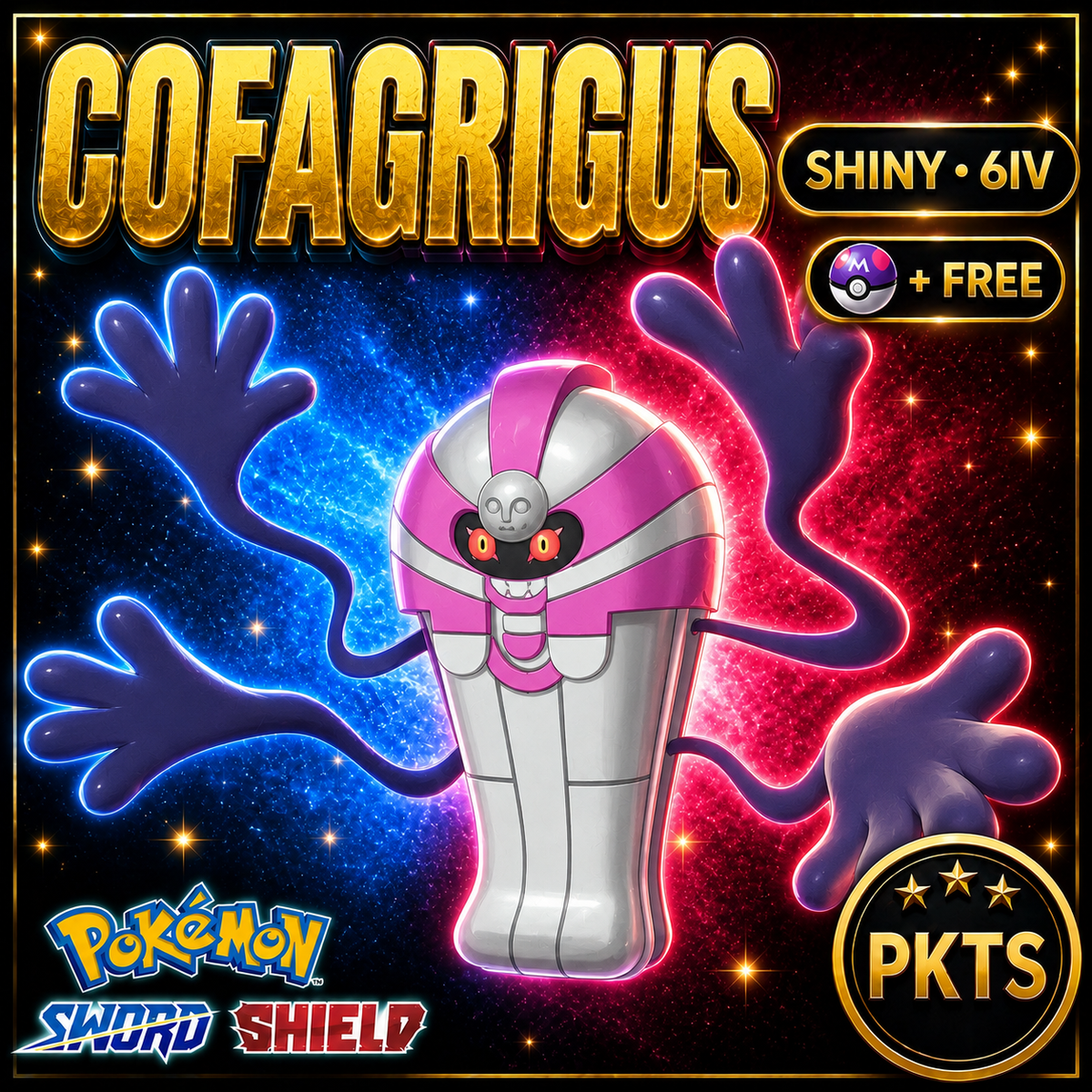 Shiny Cofagrigus Pokémon Sword Shield 6IV PKTS Image 1
