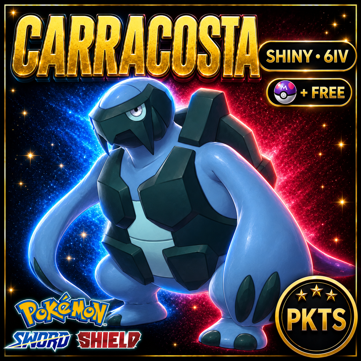 Shiny Carracosta Pokémon Sword Shield 6IV PKTS Image 1