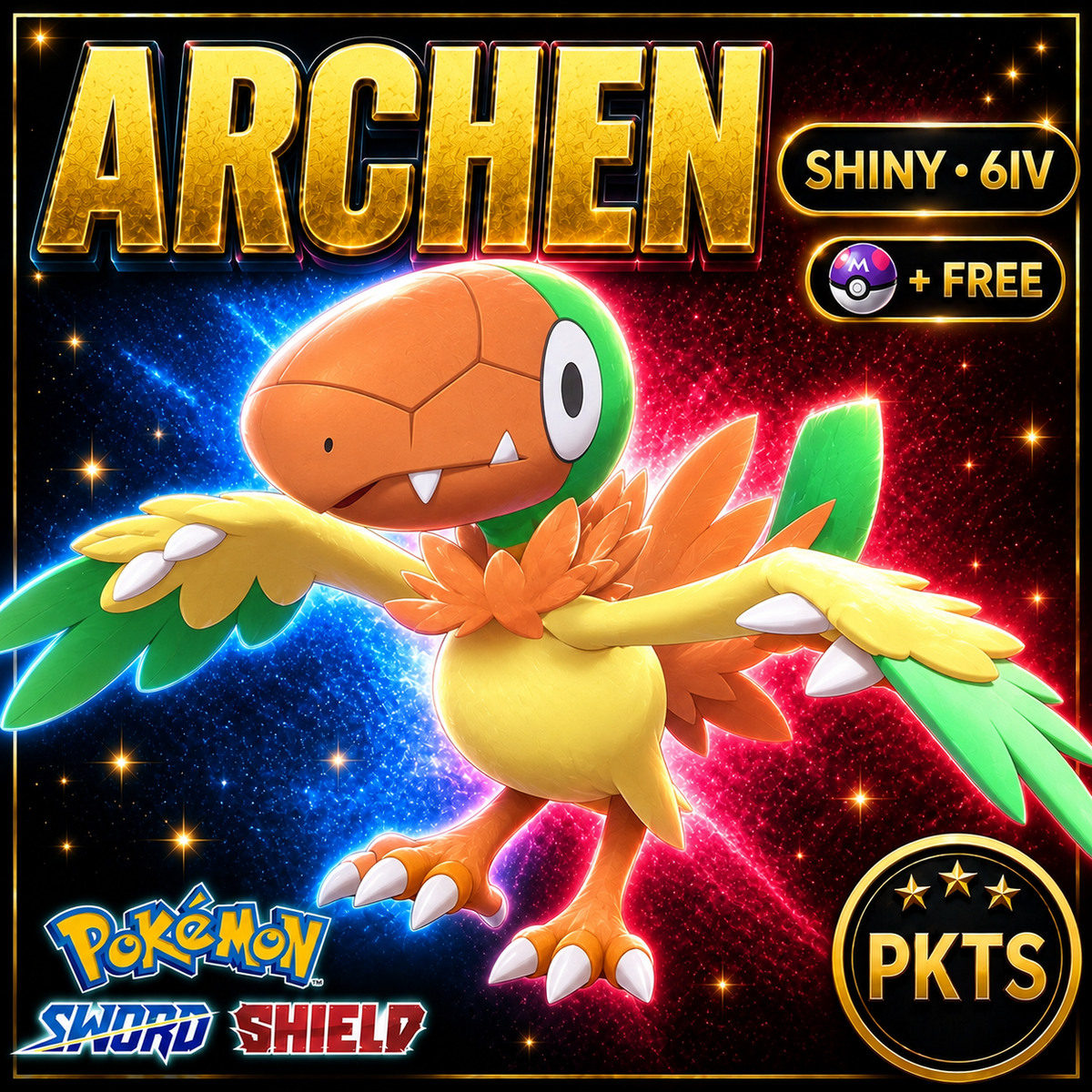 Shiny Archen Pokémon Sword Shield 6IV PKTS Image 1
