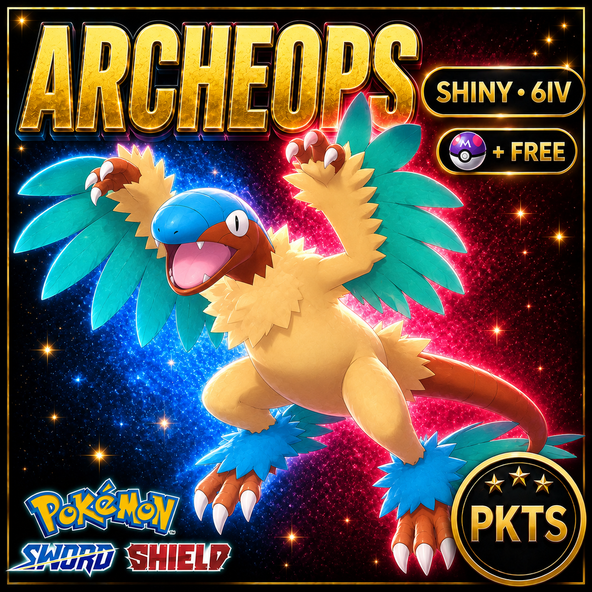 Shiny Archeops Pokémon Sword Shield 6IV PKTS Image 1