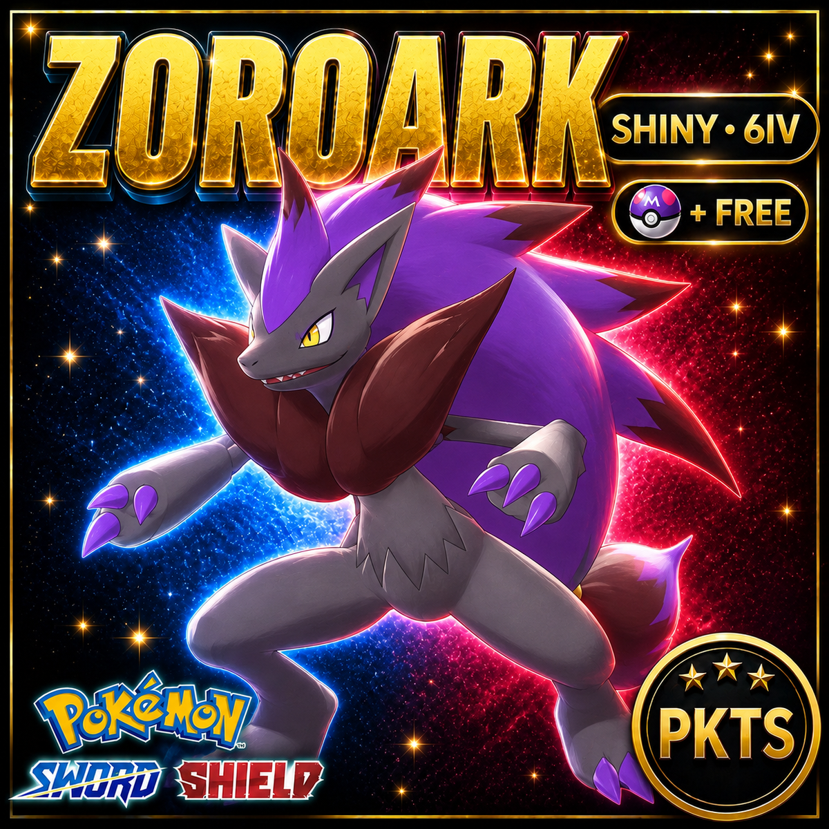 Shiny Zoroark Pokémon Sword Shield 6IV PKTS Image 1