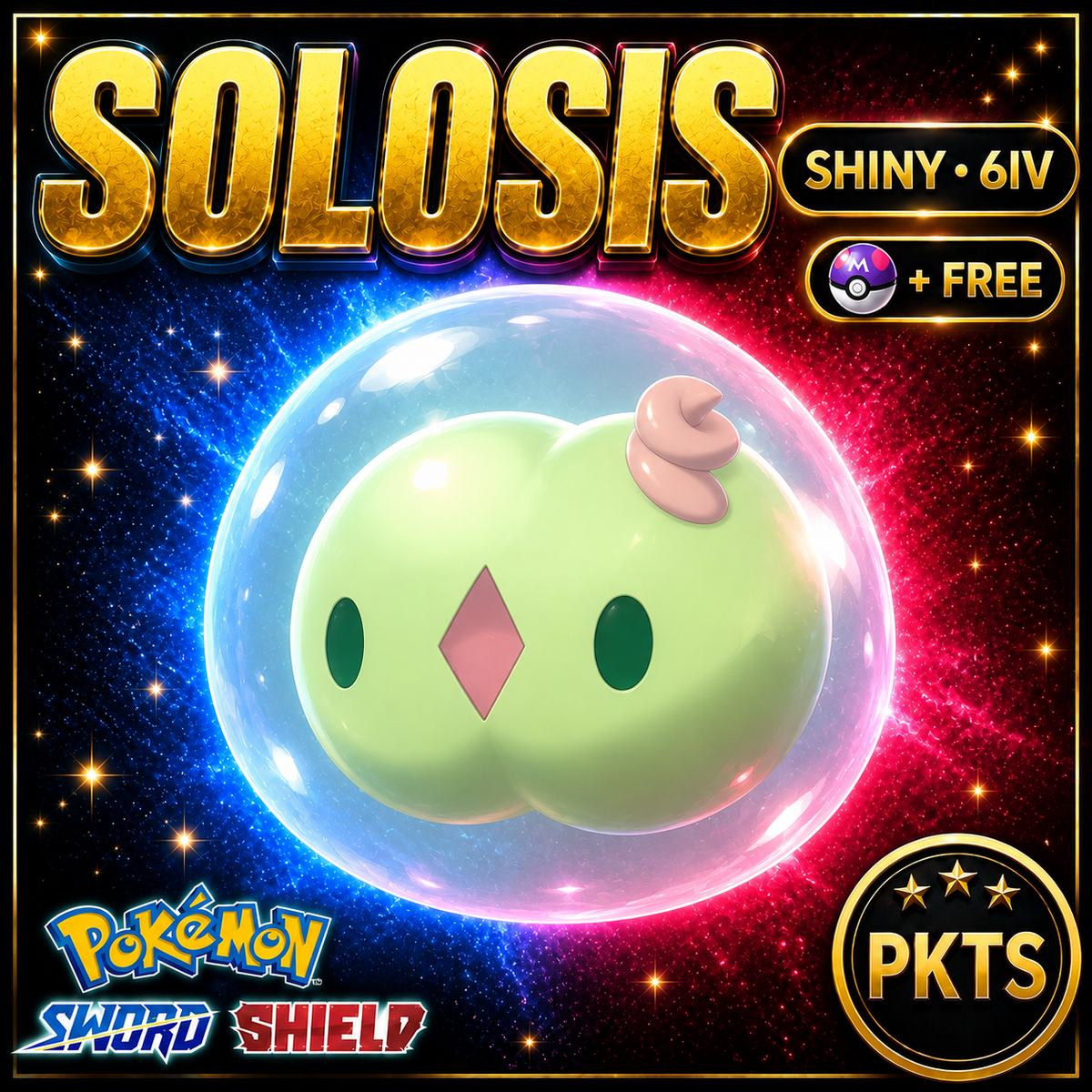 Shiny Solosis Pokémon Sword Shield 6IV PKTS Image 1