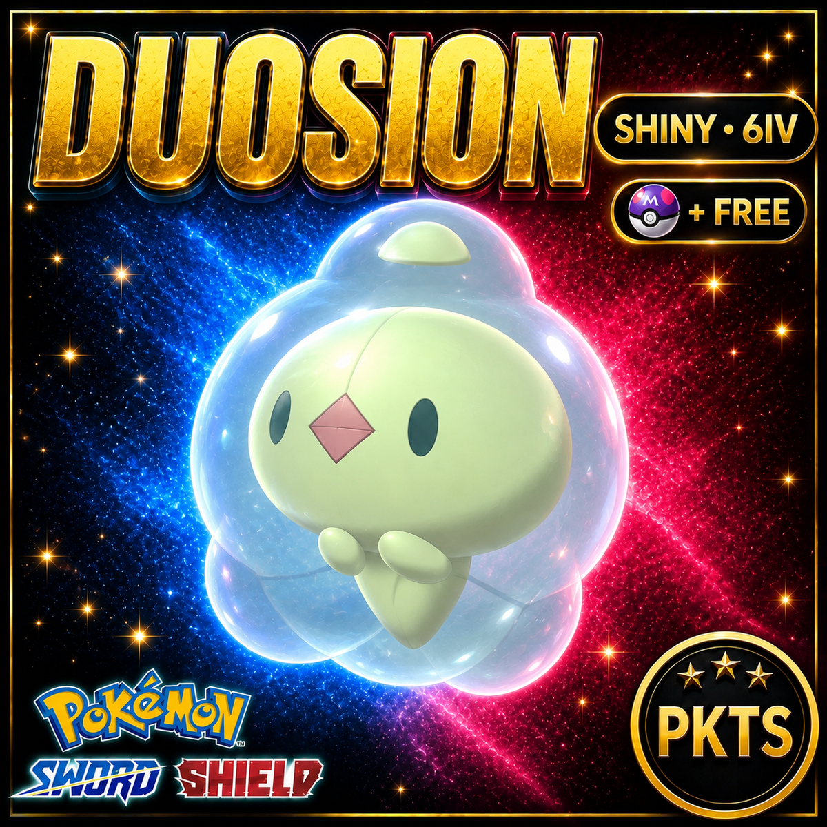 Shiny Duosion Pokémon Sword Shield 6IV PKTS Image 1
