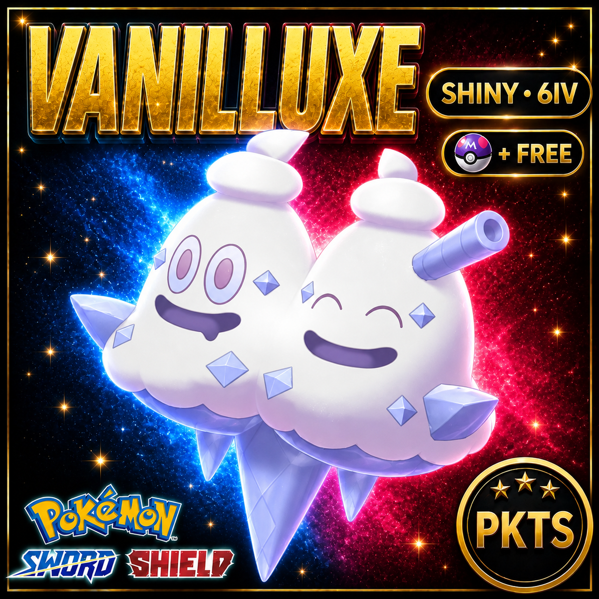 Shiny Vanilluxe Pokémon Sword Shield 6IV PKTS Image 1
