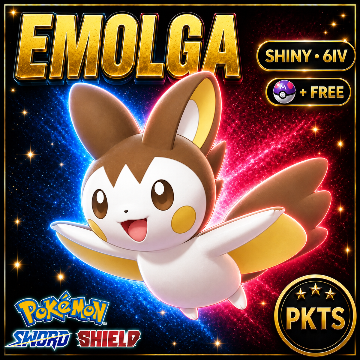 Shiny Emolga Pokémon Sword Shield 6IV PKTS Image 1