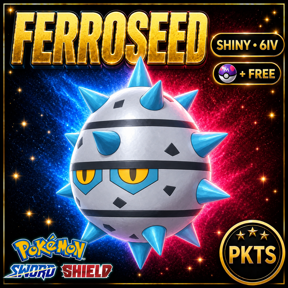 Shiny Ferroseed Pokémon Sword Shield 6IV PKTS Image 1