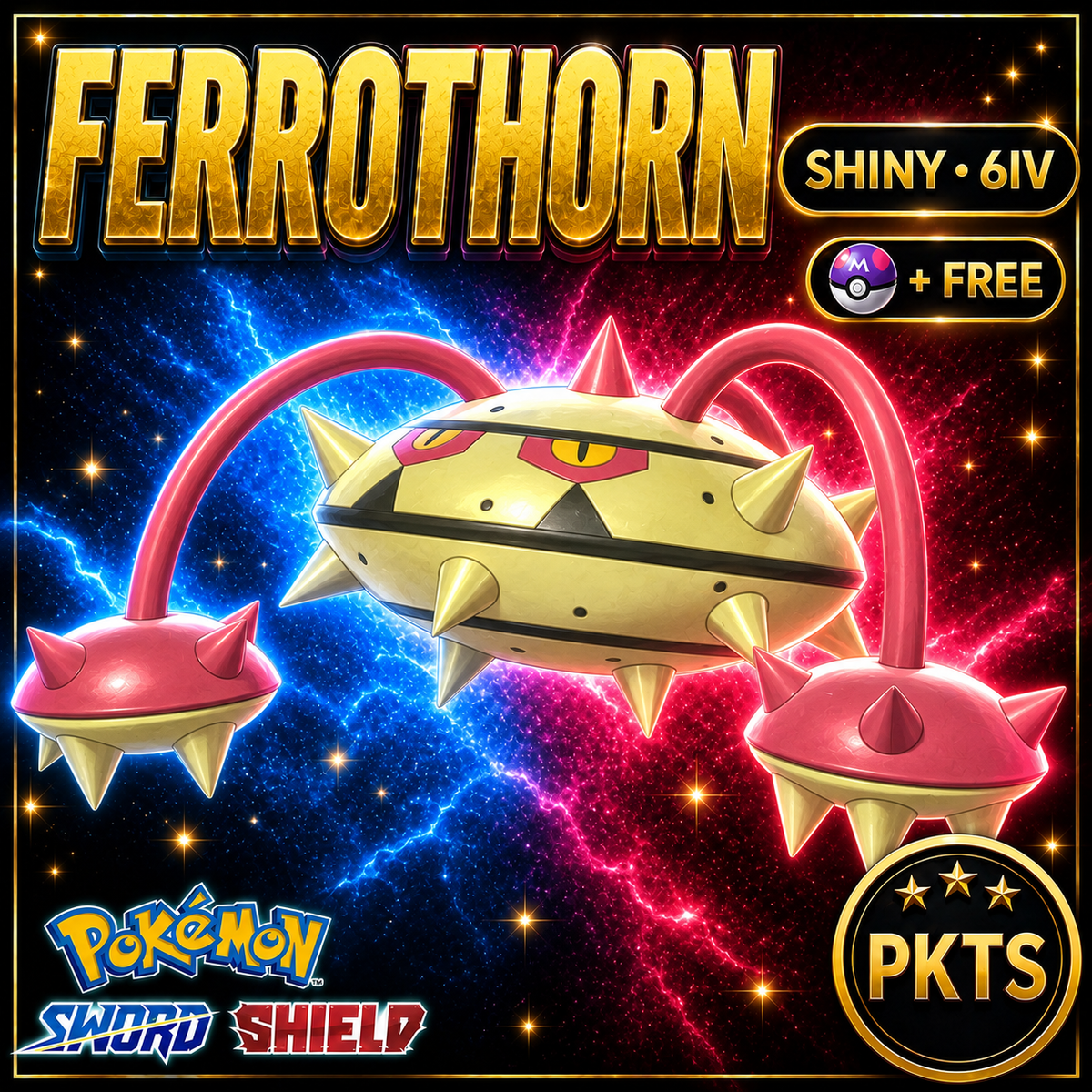 Shiny Ferrothorn Pokémon Sword Shield 6IV PKTS Image 1