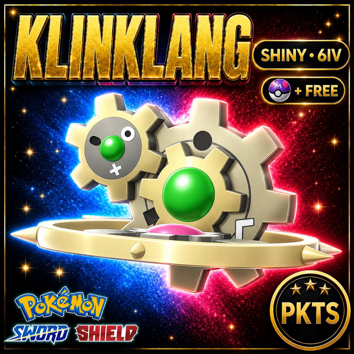 Shiny Klinklang Pokémon Sword Shield 6IV PKTS Image 1