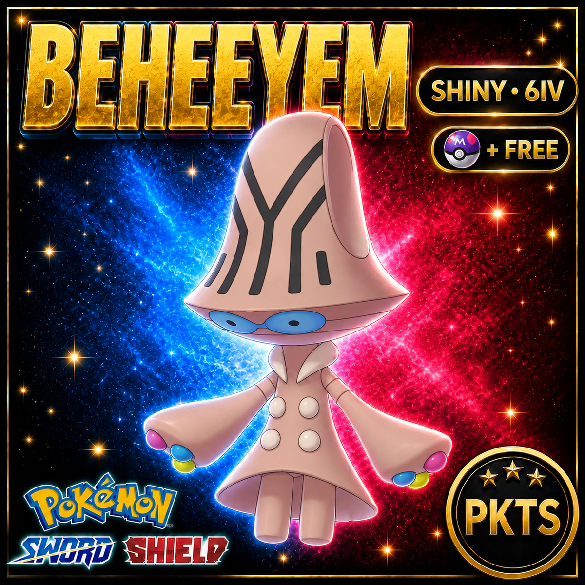 Shiny Beheeyem Pokémon Sword Shield 6IV PKTS Image 1