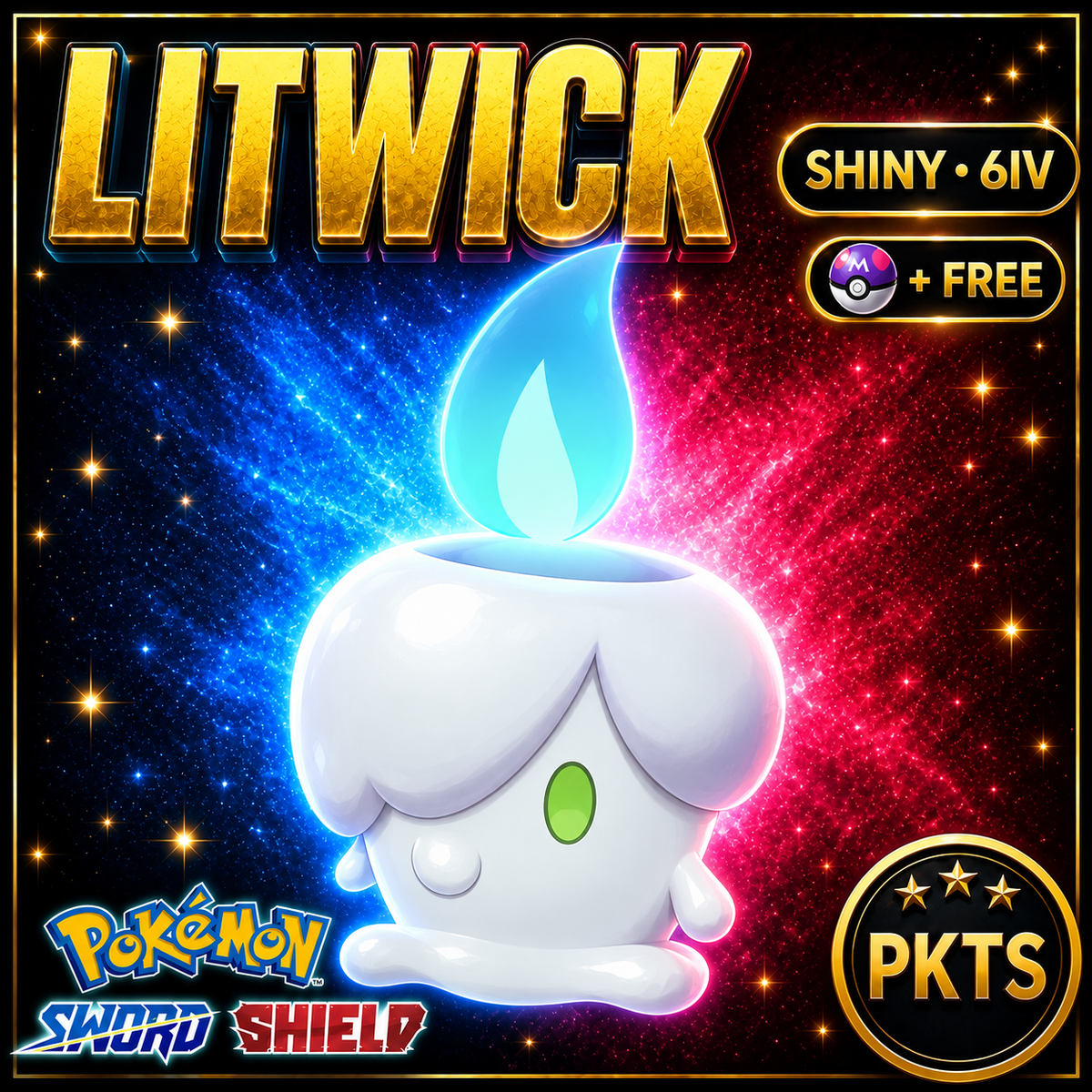 Shiny Litwick Pokémon Sword Shield 6IV PKTS Image 1