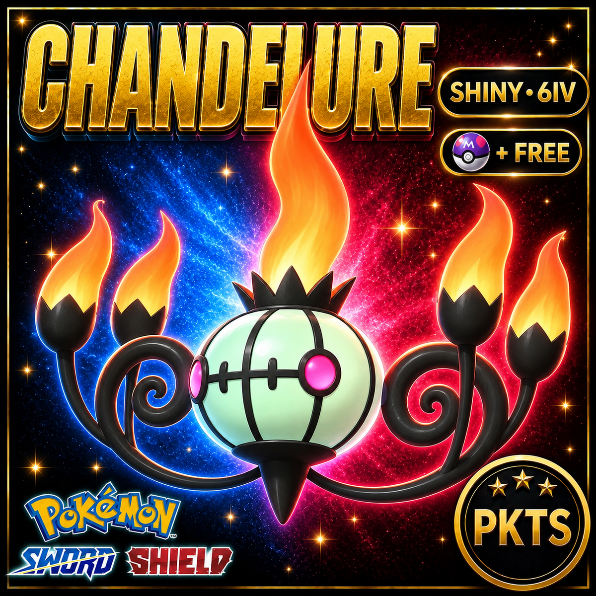 Shiny Chandelure Pokémon Sword Shield 6IV PKTS Image 1