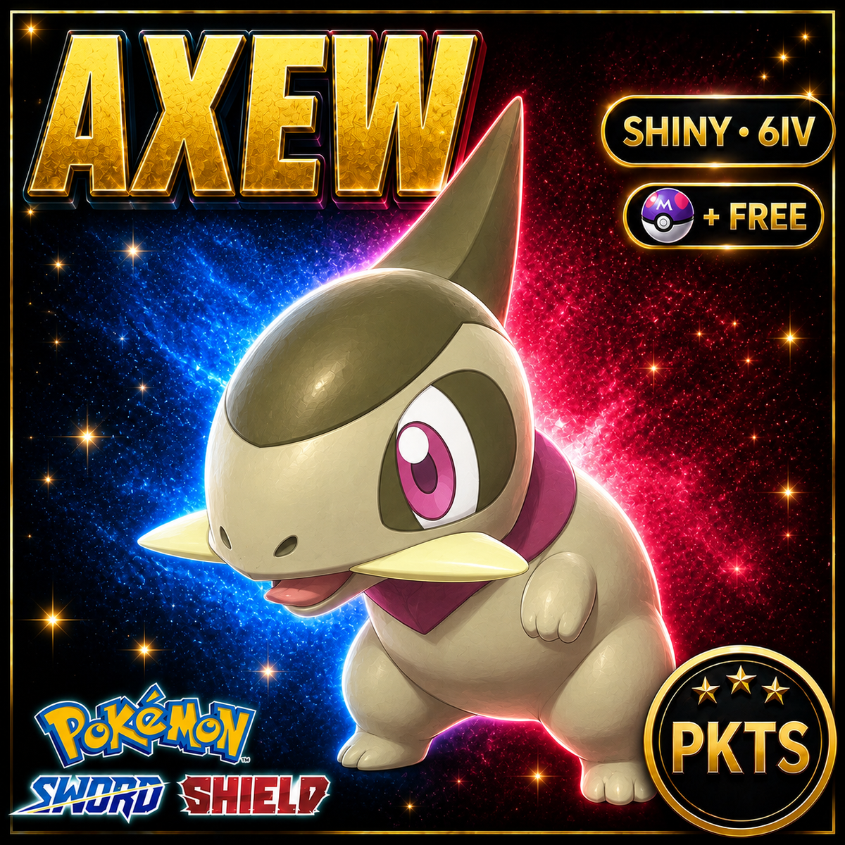 Shiny Axew Pokémon Sword Shield 6IV PKTS Image 1