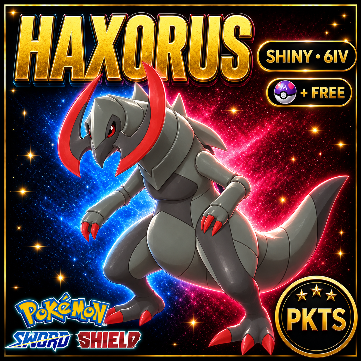 Shiny Haxorus Pokémon Sword Shield 6IV PKTS Image 1