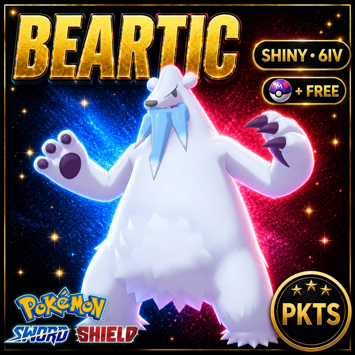 Shiny Beartic Pokémon Sword Shield 6IV PKTS Image 1