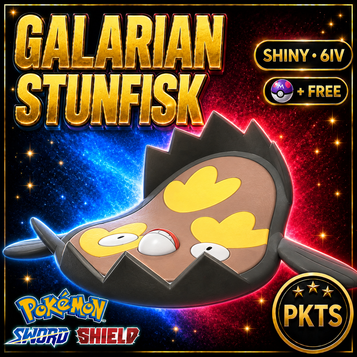 Shiny Galarian Stunfisk Pokémon Sword Shield 6IV PKTS Image 1