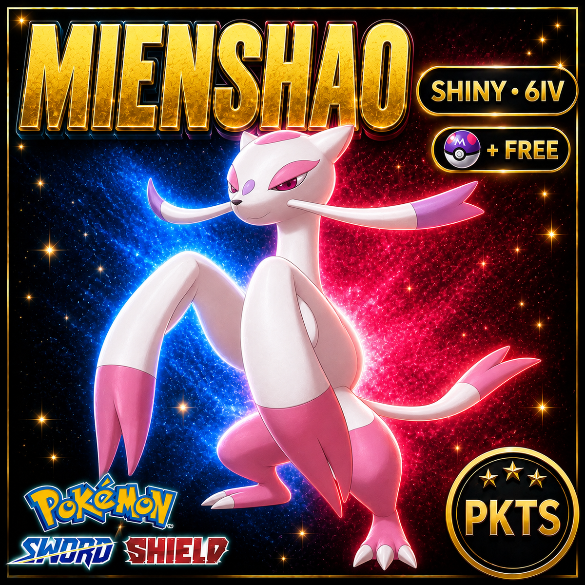 Shiny Mienshao Pokémon Sword Shield 6IV PKTS Image 1