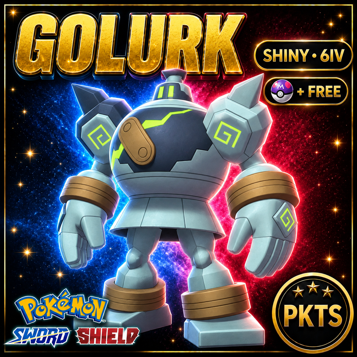 Shiny Golurk Pokémon Sword Shield 6IV PKTS Image 1