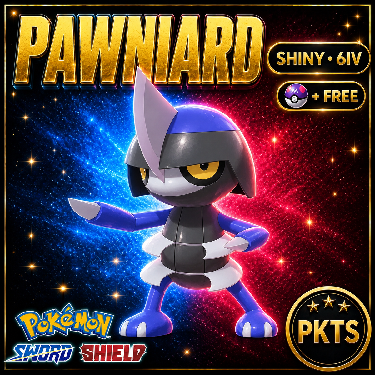 Shiny Pawniard Pokémon Sword Shield 6IV PKTS Image 1