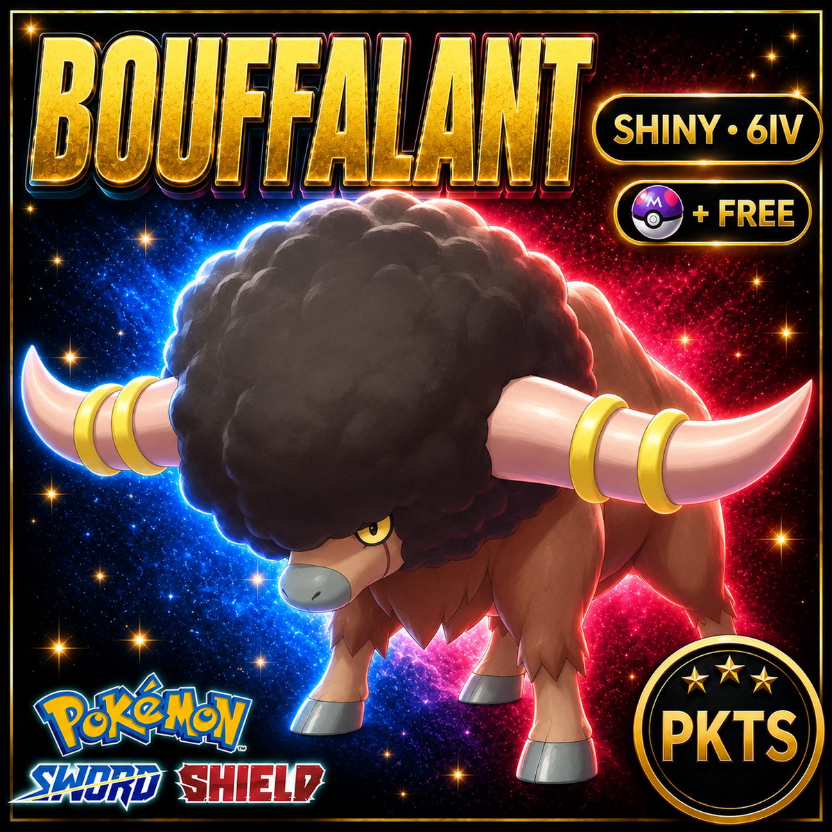 Shiny Bouffalant Pokémon Sword Shield 6IV PKTS Image 1