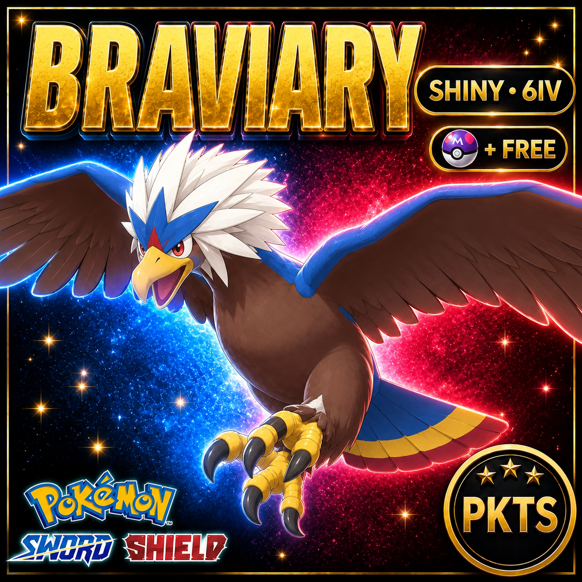 Shiny Braviary Pokémon Sword Shield 6IV PKTS Image 1