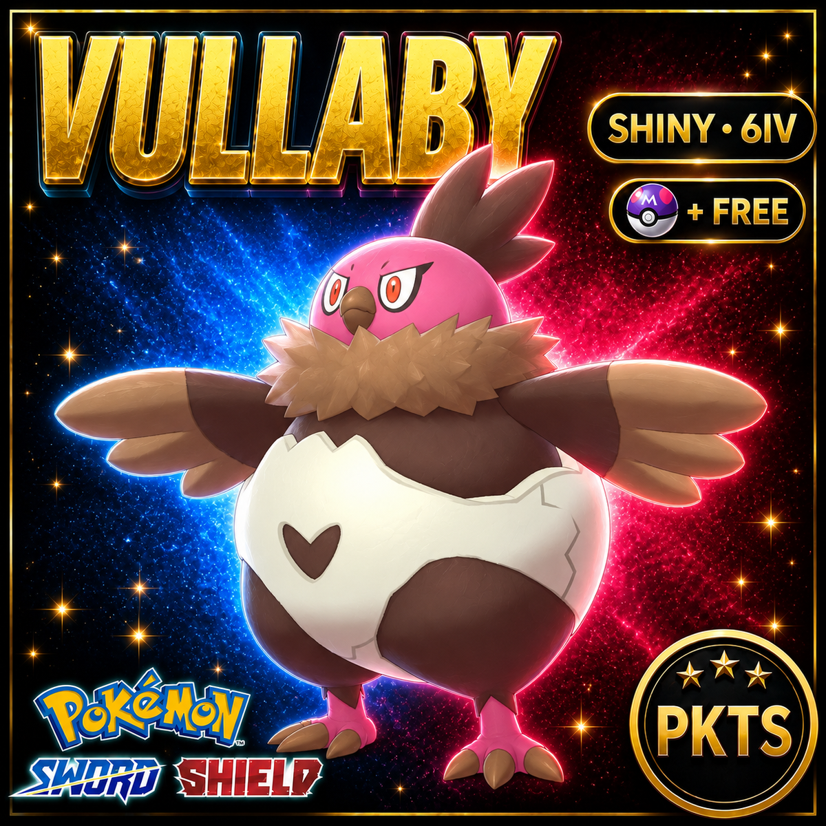 Shiny Vullaby Pokémon Sword Shield 6IV PKTS Image 1