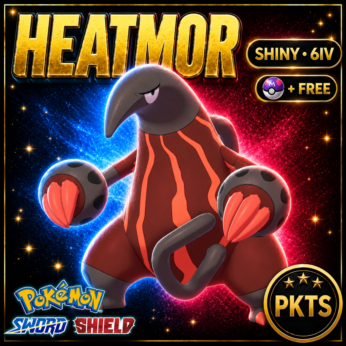 Shiny Heatmor Pokémon Sword Shield 6IV PKTS Image 1