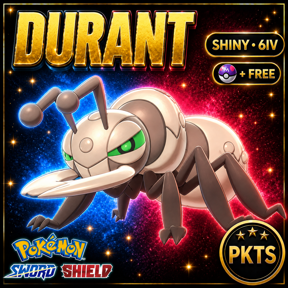 Shiny Durant Pokémon Sword Shield 6IV PKTS Image 1