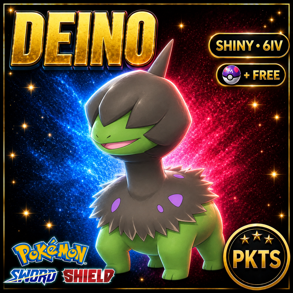 Shiny Deino Pokémon Sword Shield 6IV PKTS Image 1