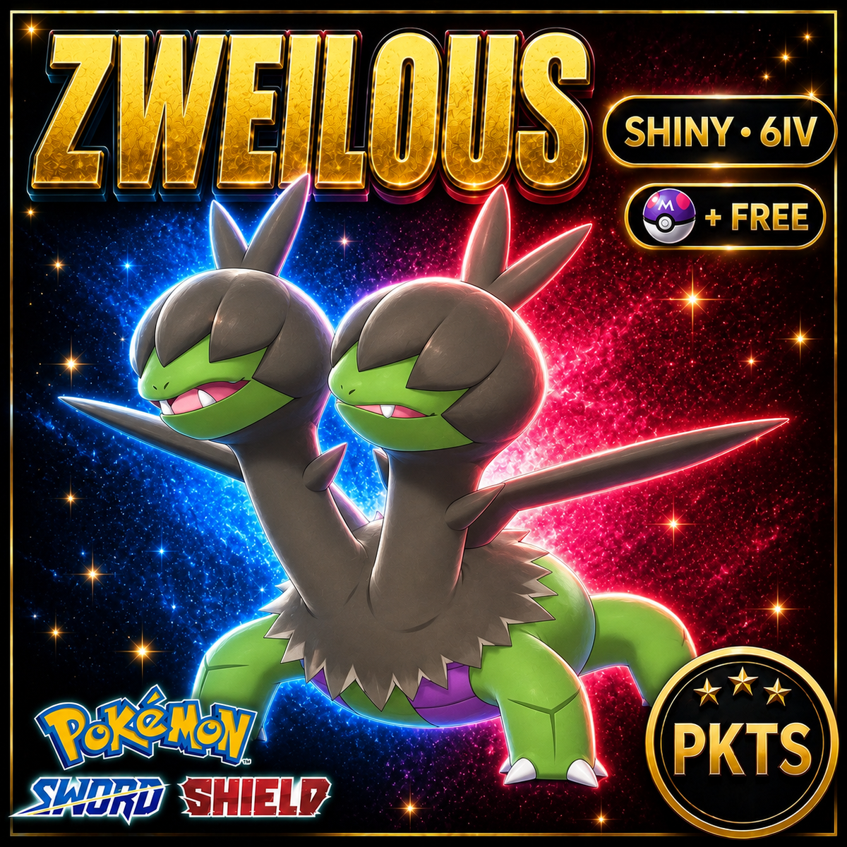 Shiny Zweilous Pokémon Sword Shield 6IV PKTS Image 1