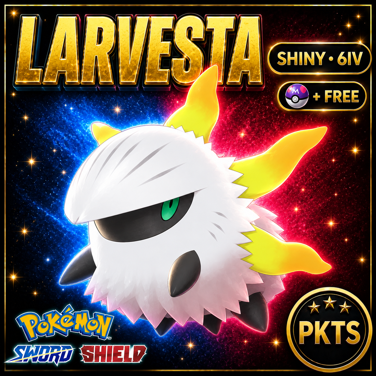 Shiny Larvesta Pokémon Sword Shield 6IV PKTS Image 1