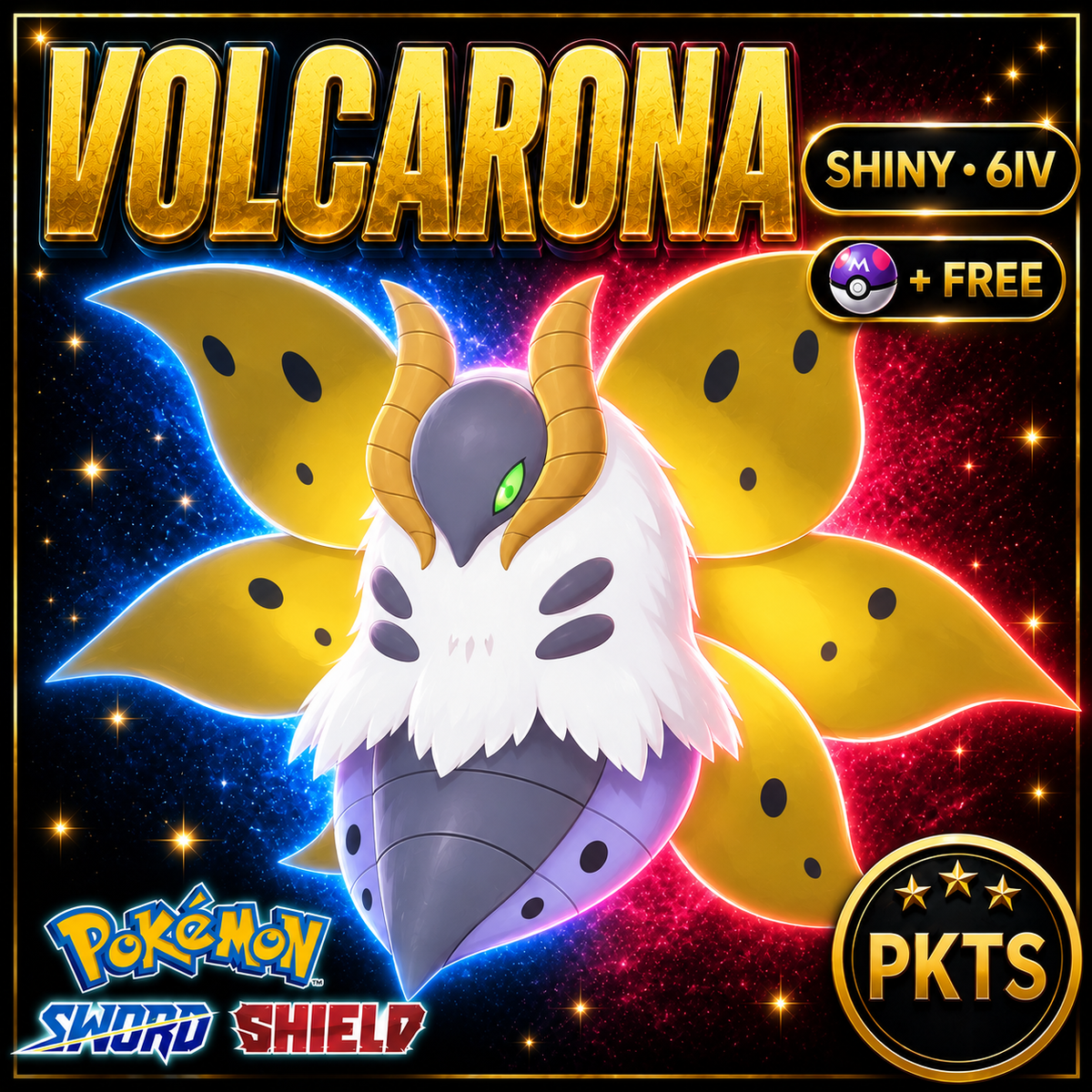 Shiny Volcarona Pokémon Sword Shield 6IV PKTS Image 1