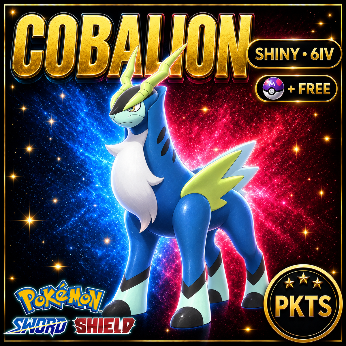Shiny Cobalion Pokémon Sword Shield 6IV PKTS Image 1
