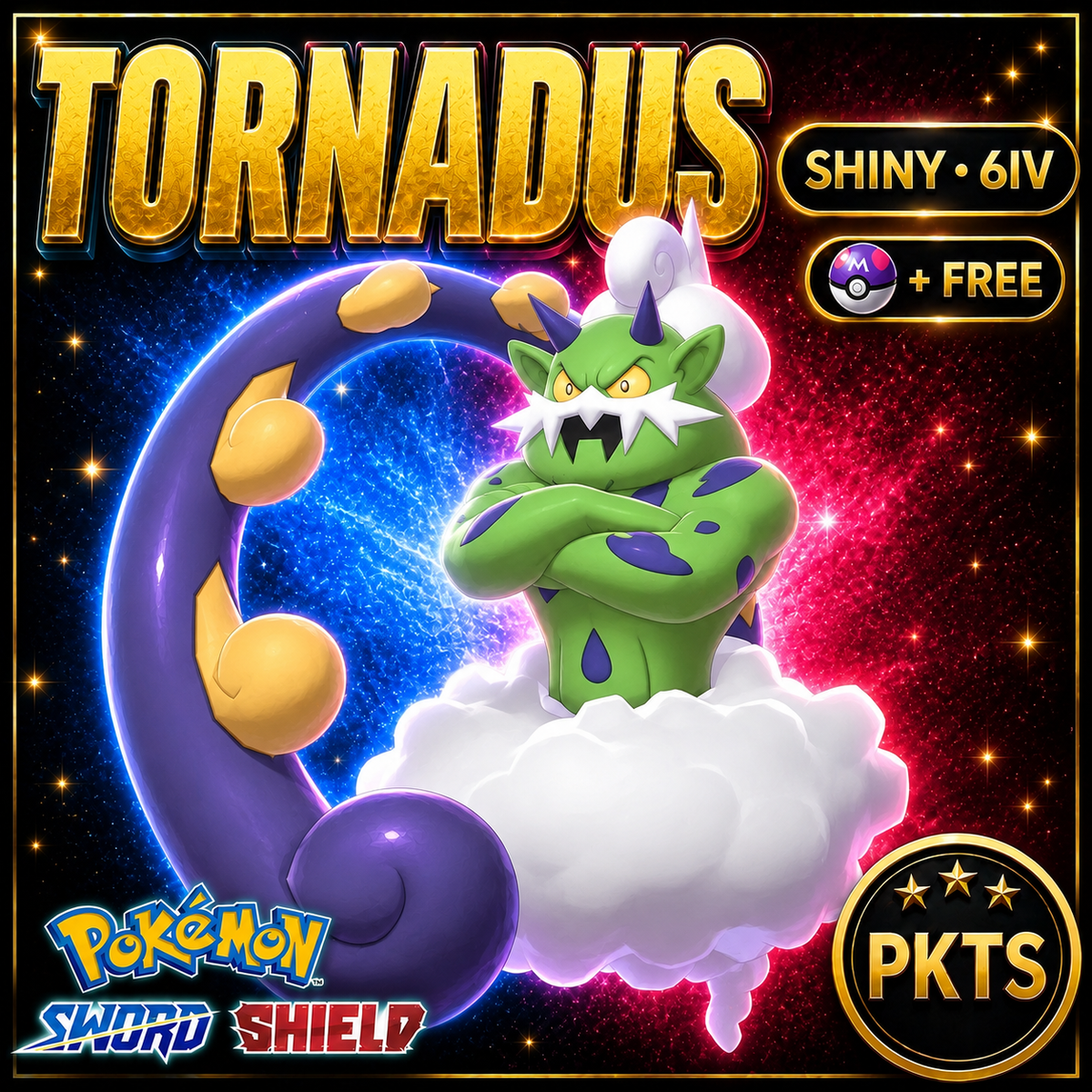 Shiny Tornadus Pokémon Sword Shield 6IV PKTS Image 1