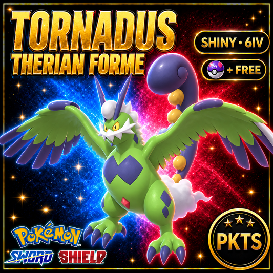 Shiny Tornadus Therian Forme Pokémon Sword Shield 6IV PKTS Image 1