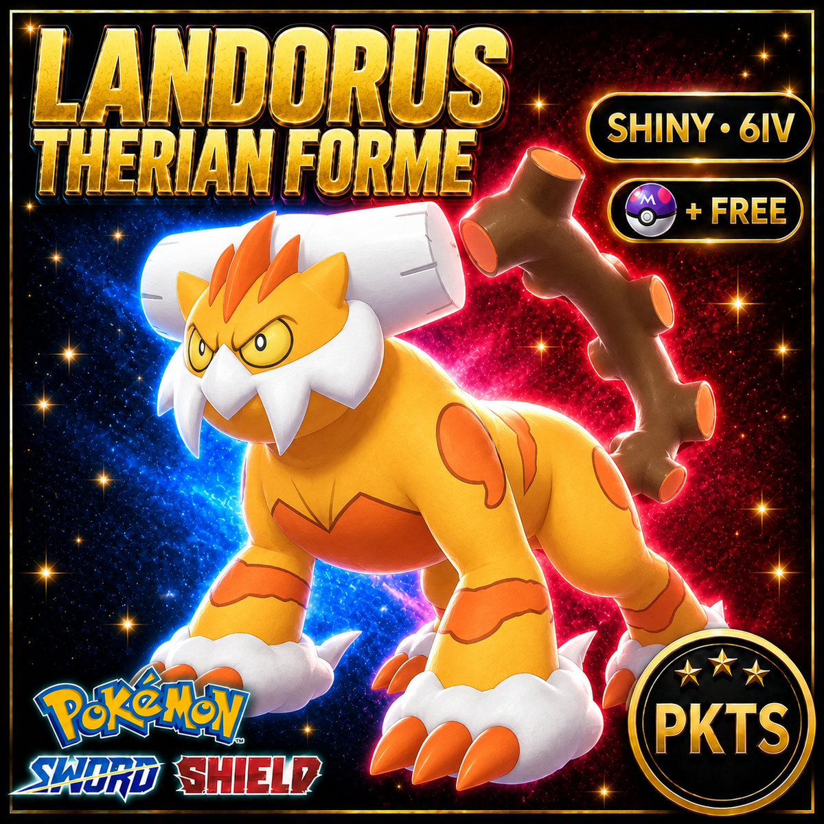Shiny Landorus Therian Forme Pokémon Sword Shield 6IV PKTS Image 1