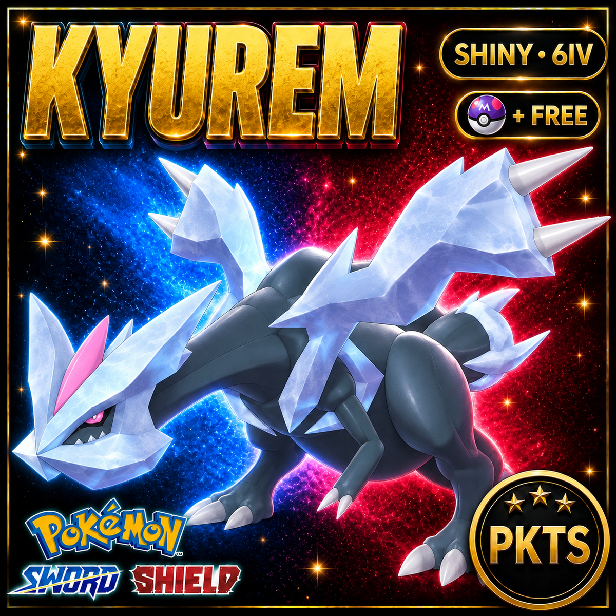 Shiny Kyurem Pokémon Sword Shield 6IV PKTS Image 1