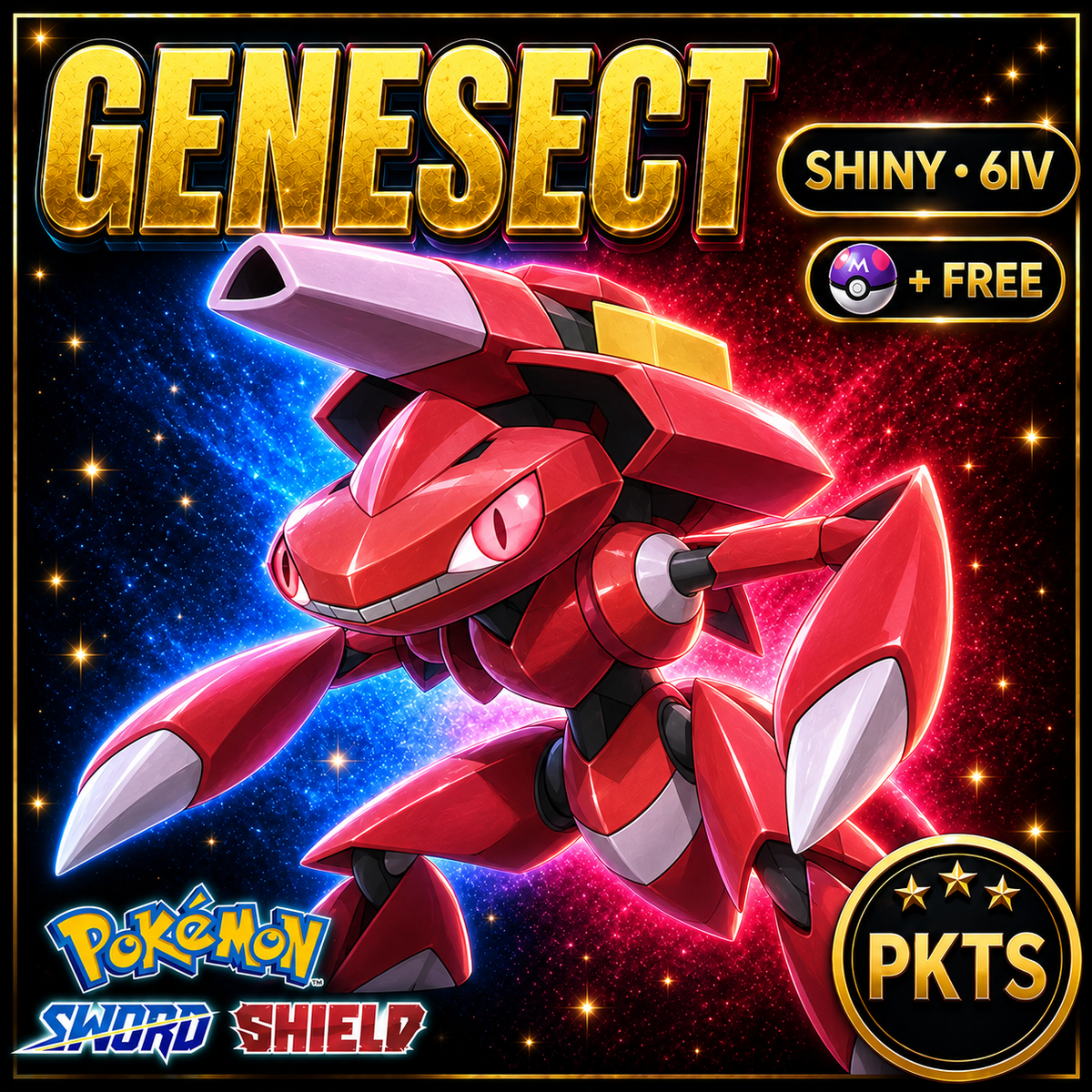 Shiny Genesect Pokémon Sword Shield 6IV PKTS Image 1