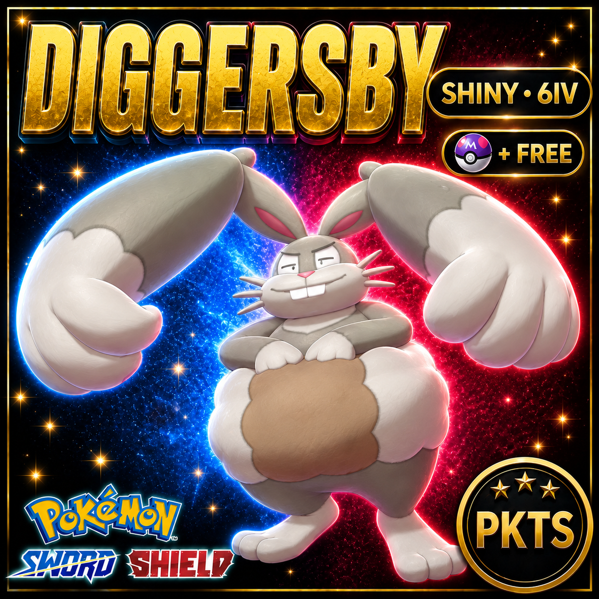 Shiny Diggersby Pokémon Sword Shield 6IV PKTS Image 1