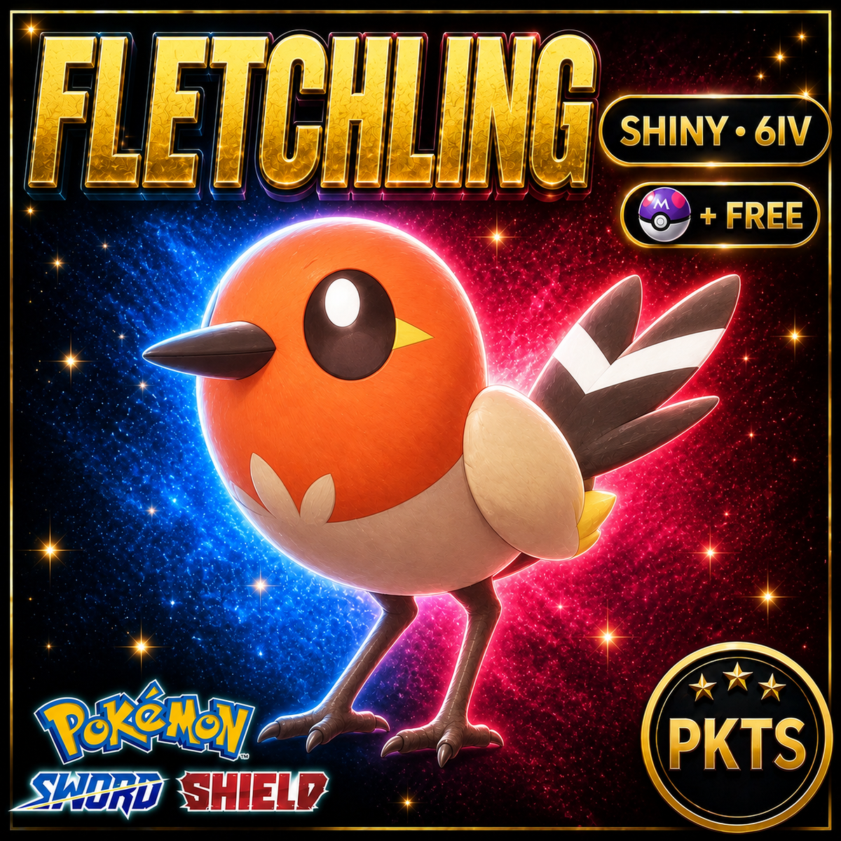 Shiny Fletchling Pokémon Sword Shield 6IV PKTS Image 1