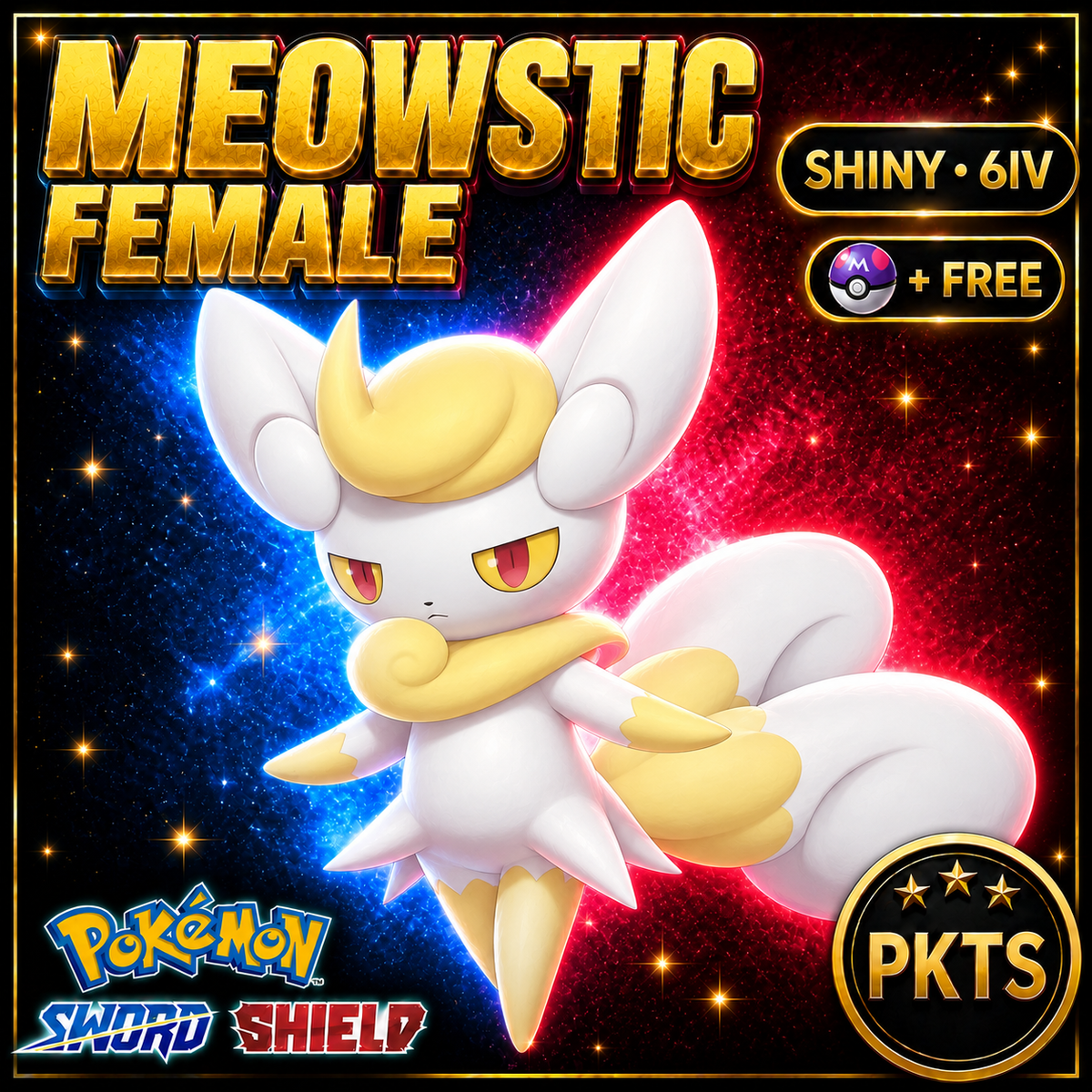 Shiny Meowstic Female Pokémon Sword Shield 6IV PKTS Image 1