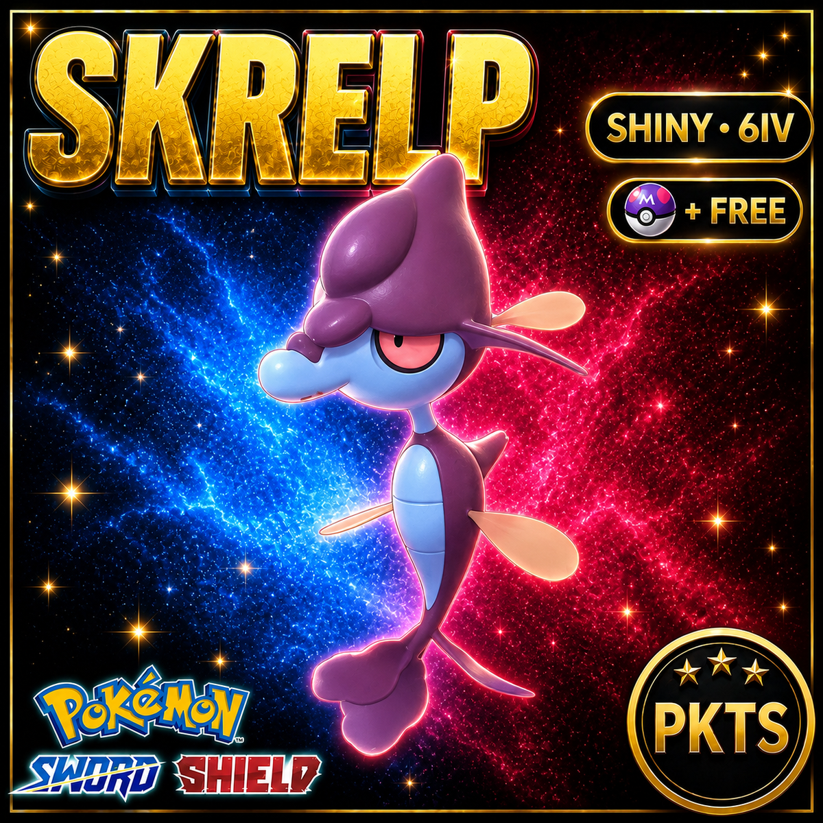 Shiny Skrelp Pokémon Sword Shield 6IV PKTS Image 1