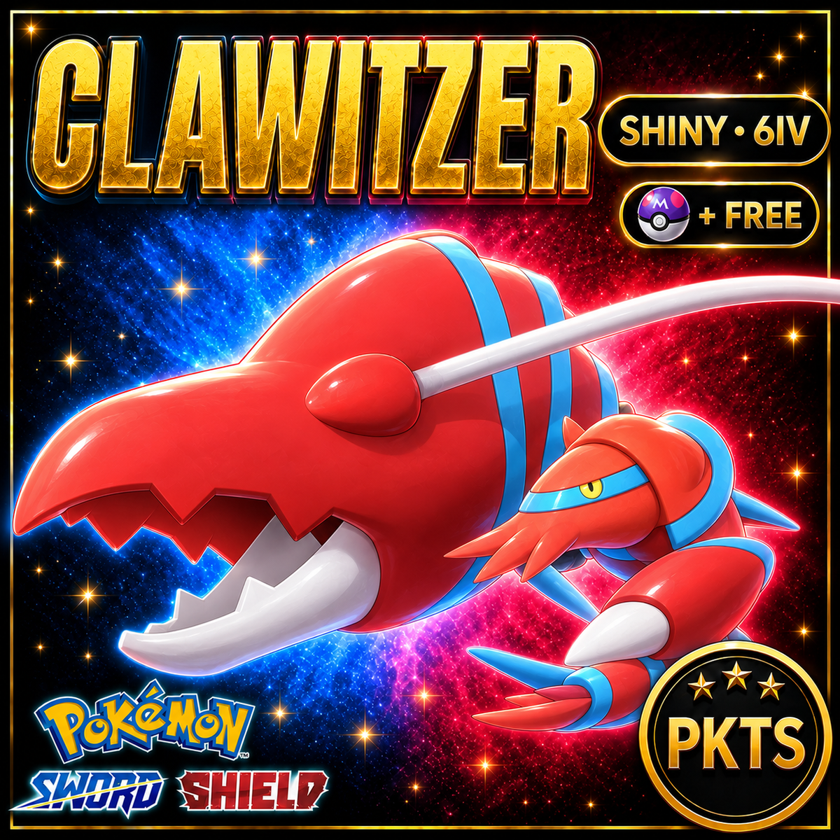 Shiny Clawitzer Pokémon Sword Shield 6IV PKTS Image 1