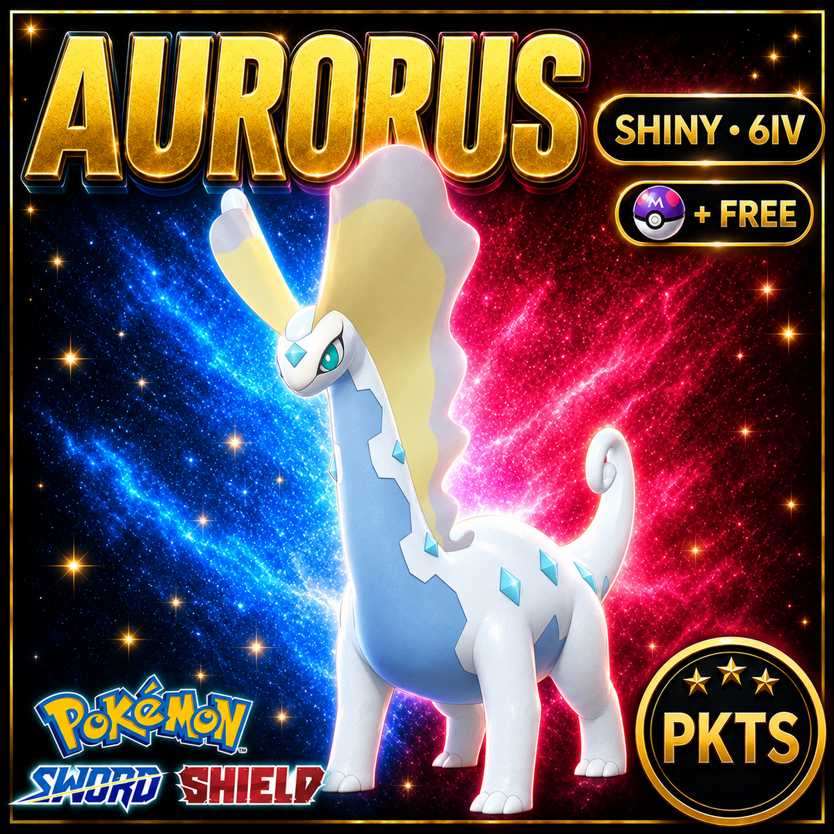 Shiny Aurorus Pokémon Sword Shield 6IV PKTS Image 1