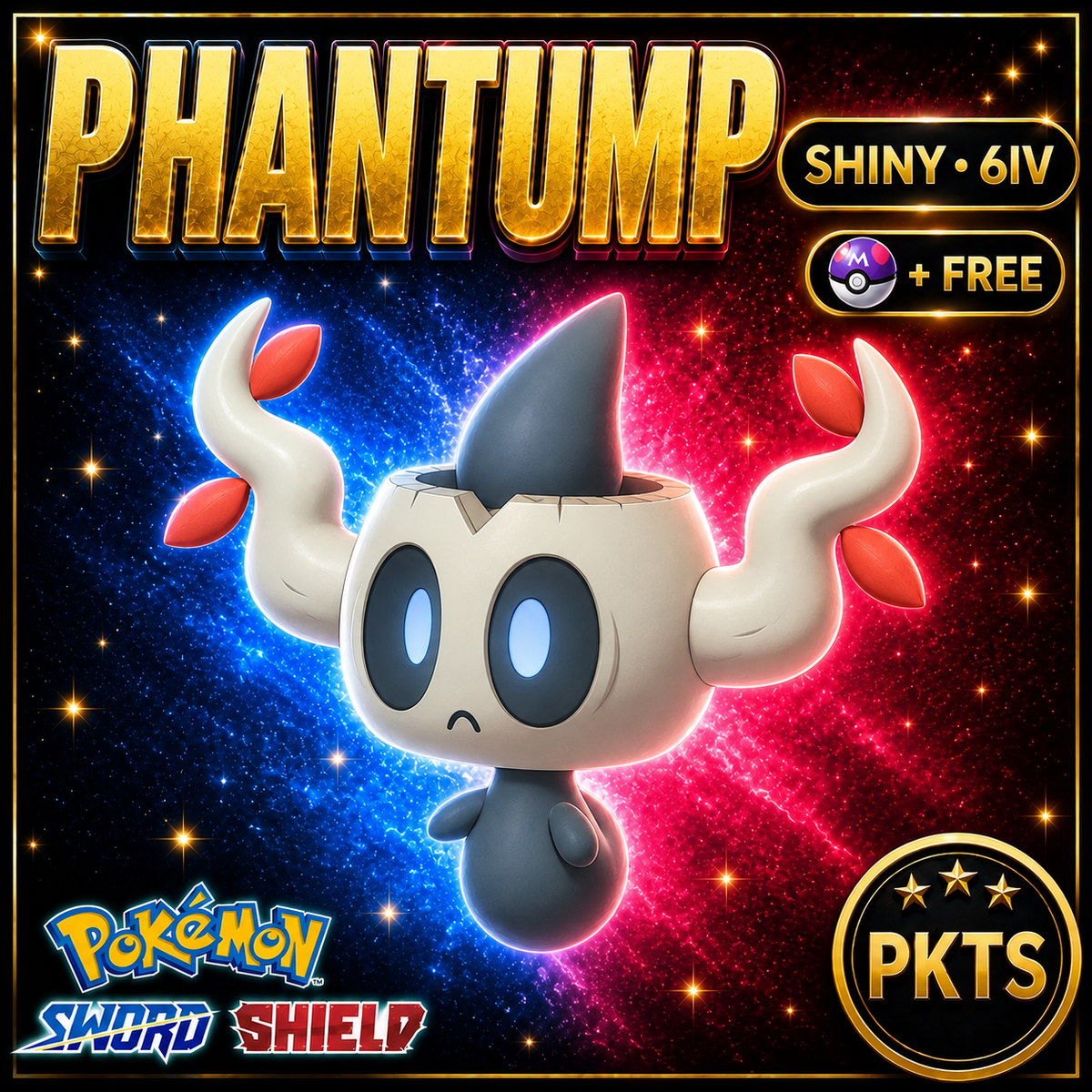 Shiny Phantump Pokémon Sword Shield 6IV PKTS Image 1