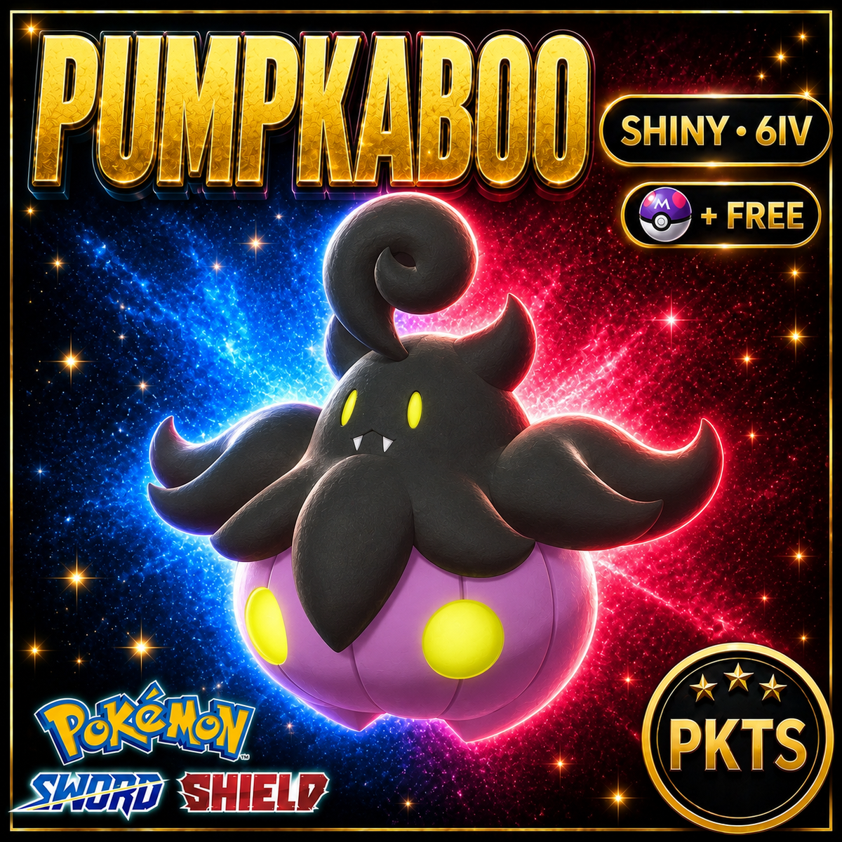 Shiny Pumpkaboo Pokémon Sword Shield 6IV PKTS Image 1
