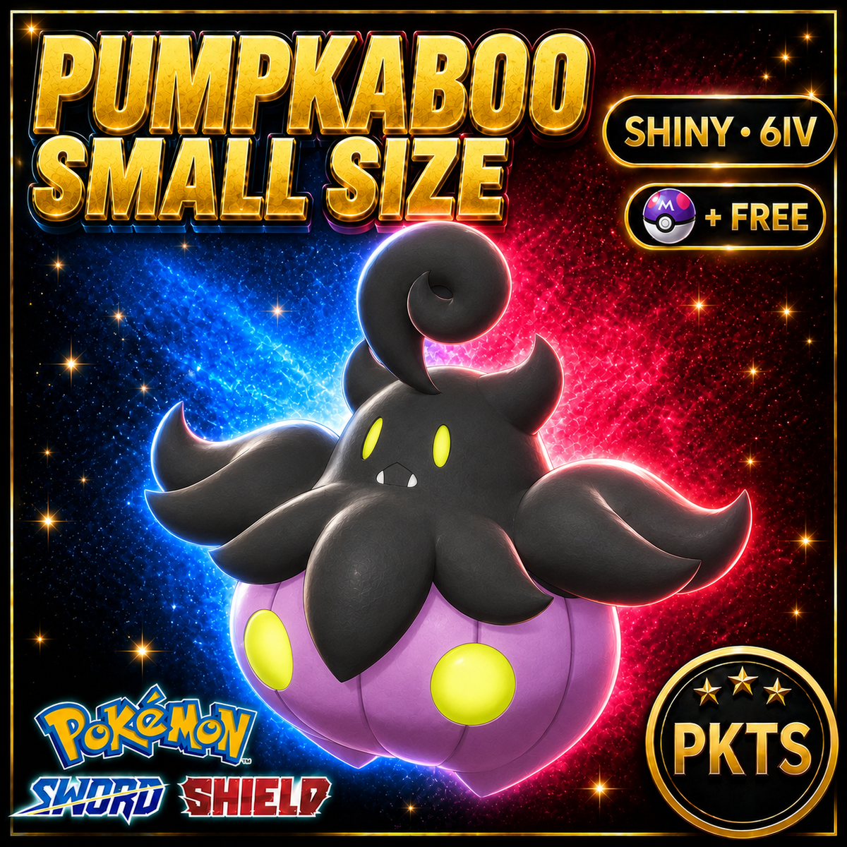 Shiny Pumpkaboo Small Size Pokémon Sword Shield 6IV PKTS Image 1