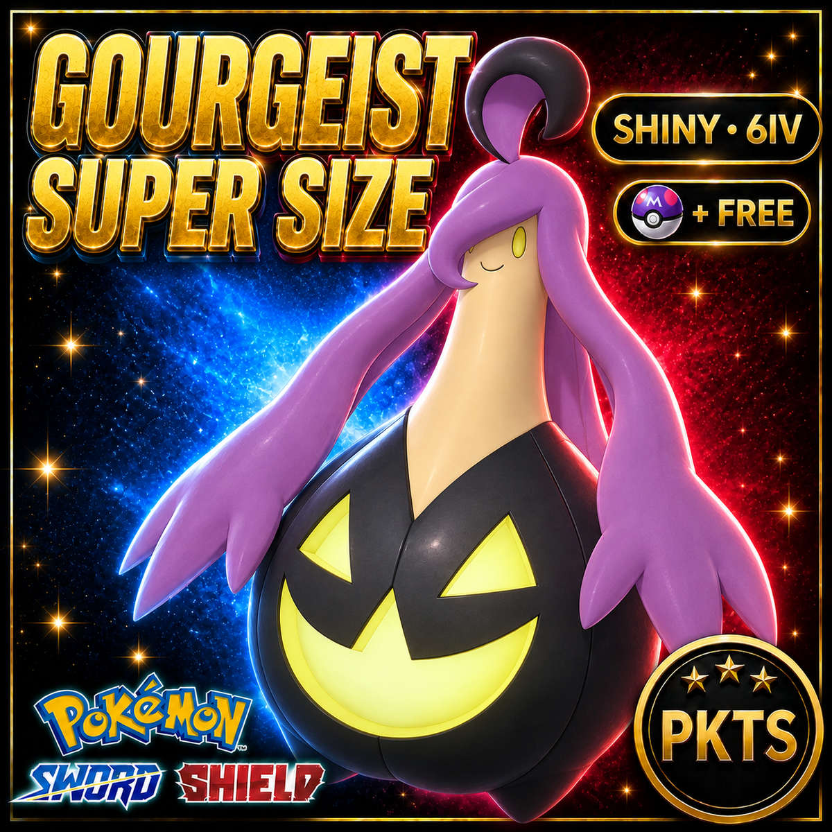 Shiny Gourgeist Super Size Pokémon Sword Shield 6IV PKTS Image 1