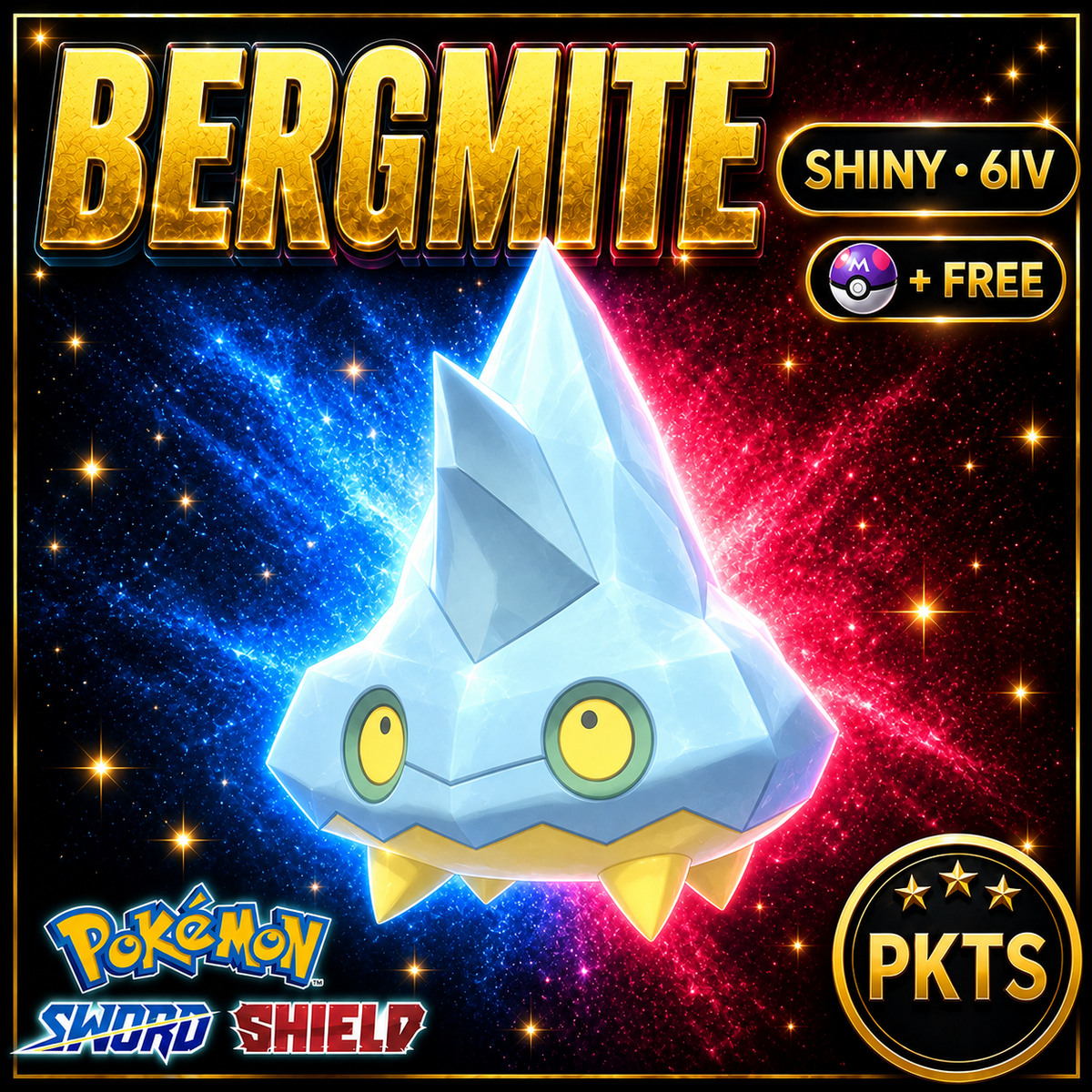 Shiny Bergmite Pokémon Sword Shield 6IV PKTS Image 1